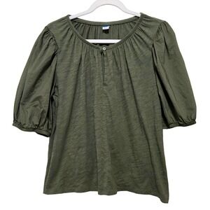 Old Navy, Army Green, Cotton Poet's Blouse, Size Large
